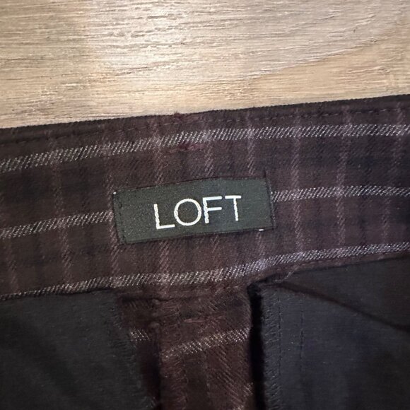 LOFT WOMENS BROWN BLACK PLAID DRESS PANTS 4 CURVY SKINNY HIGH WAISTED - Picture 7 of 11